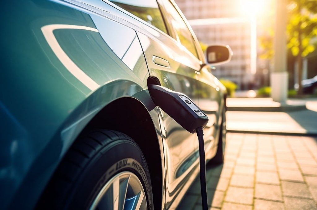 E-Auto lädt - Batterie Recycling